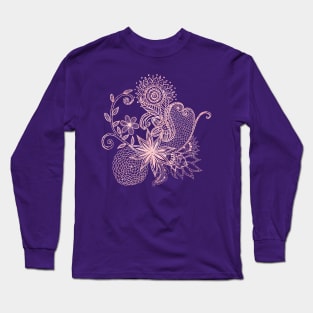 Boho chic floral henna mandala image Long Sleeve T-Shirt